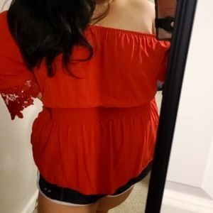 Red cold shoulder Blouse